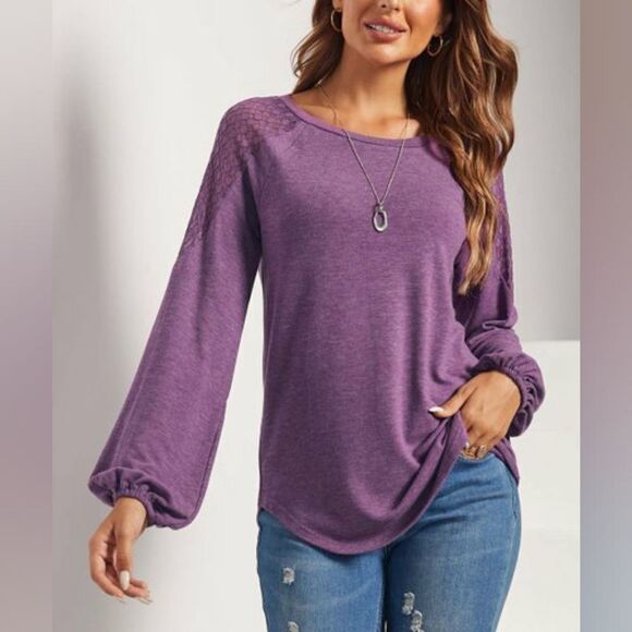 Suzanne Betro Weekend  Lace-Accent Raglan Sweatshirt sz 1x - Picture 1 of 12